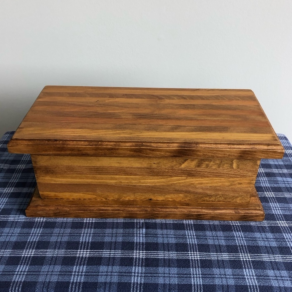 Handcrafted Solid Wood Jewellery Box from 1980s
